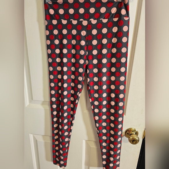 Lularoe Leggings 2 Pack One Size-Multicolor-Gray/Pink - Picture 4 of 7